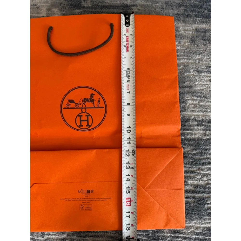 Unisex Hermès Orange & Black Logo Shopping Bag One Size